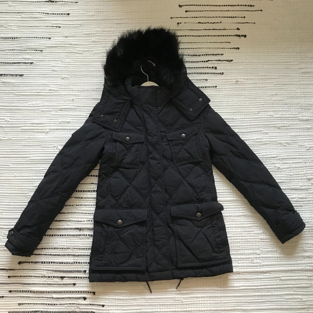 Burberry Brit Benley Fox Fur Trim Down Coat